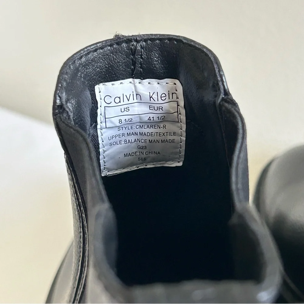 Calvin Klein Black Men’s Leather Chelsea Boots Size 8.5 - Picture 6 of 6